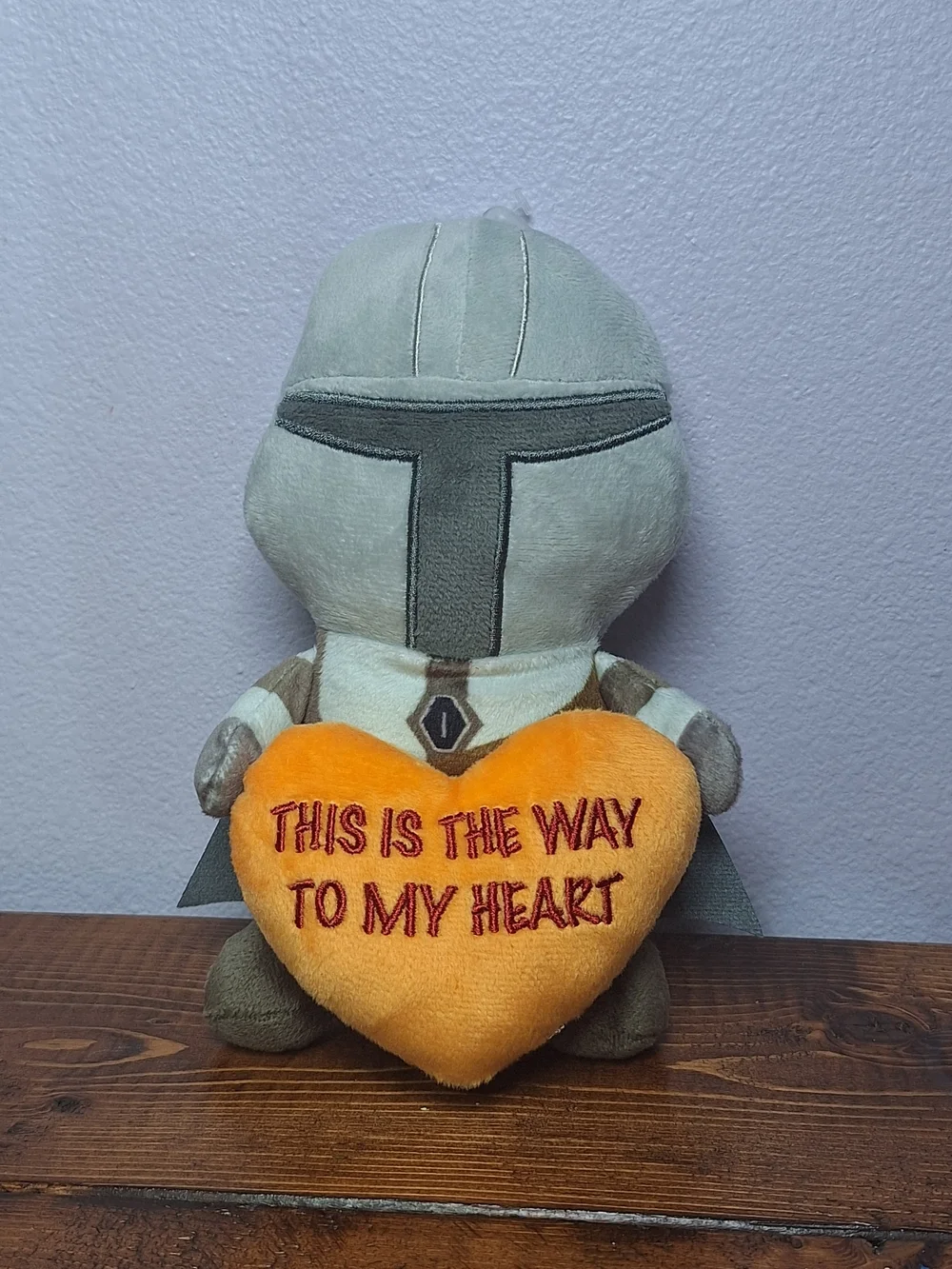 Star Wars Mandalorian Plush with Orange Heart Dog Squeaker Toy
